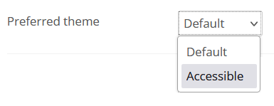 Selecting the Accessible theme in the user profile