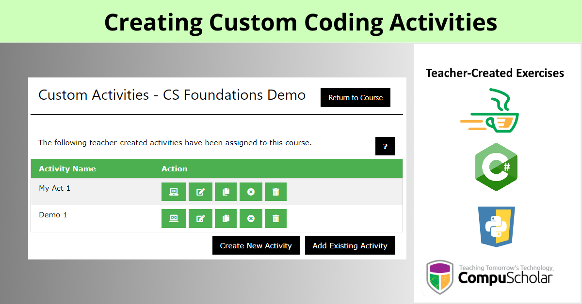 Creating Custom Coding Activities
