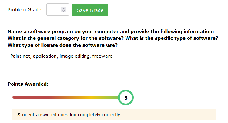 Teacher grading responses