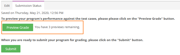 Student Preview Grade button